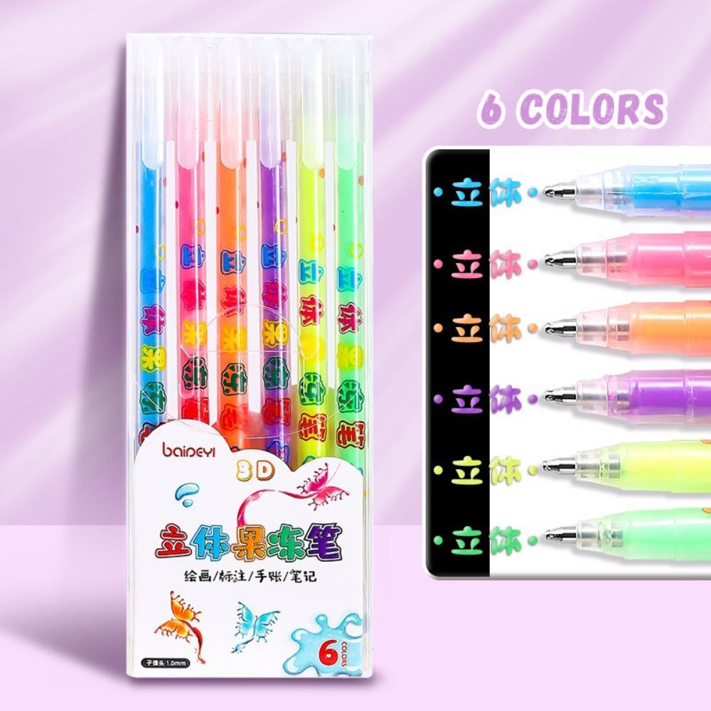 

6/12 кольорів Велика ємність Кольорова гелева чорнильна ручка Багатоколірна художня маркерна ручка Маркер Шкільний офіс 6Colors/Set