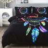 3pcs Black Bedding Set Dreamcatcher 3D Print Cozy Duvet Cover Set King Queen Twin Single Size Birthday Gift Adult Bedroom Decor