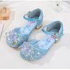 Girls' Sandals Fashion New Spring Autumn Summer High Heel Elsa Closed-Toe Girls' Little Princess Elsa Crystal Children's Shoes