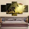 Canvas HD Prints Pictures Home Decor 5 Pieces Abstract Black Horse Painting Psychedelic Forest Unicorn Poster Wall Art Framework No Frame