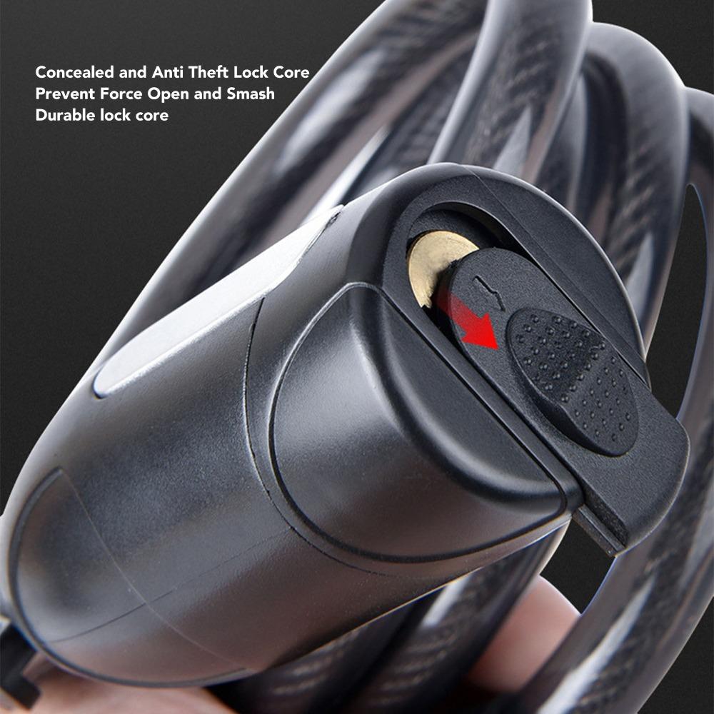 1.5 Meters Bike Lock Cable PVC,Steel Rope Bike Cable Durable Coiled Cable Lock  Scooter Locking