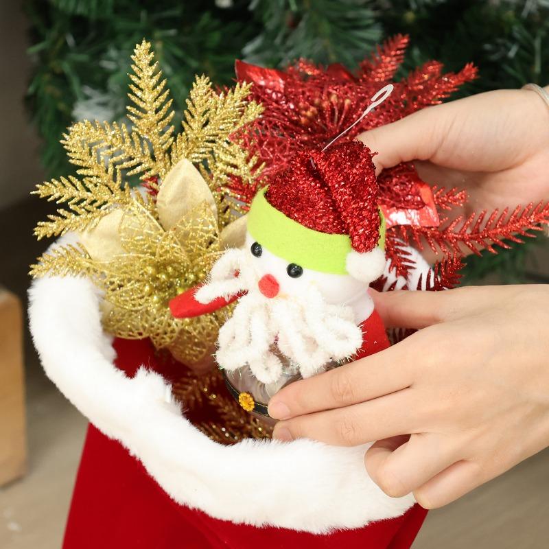 1/5pcs Christmas Santa Claus Bags with Drawstring Red Velvet Santa's Present Sack Gift Holders Home Xmas New Year Party Decor
