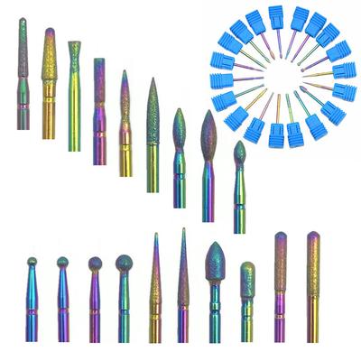 Brocas de diamante arcoíris para uñas, brocas de fresado coloridas para herramientas de manicura y pedicura, limas eléctricas para uñas, accesorios