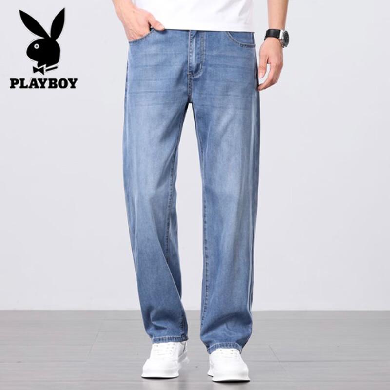 Playboy Men s Lightweight Lyocell Ice Silk Straight Jeans 33