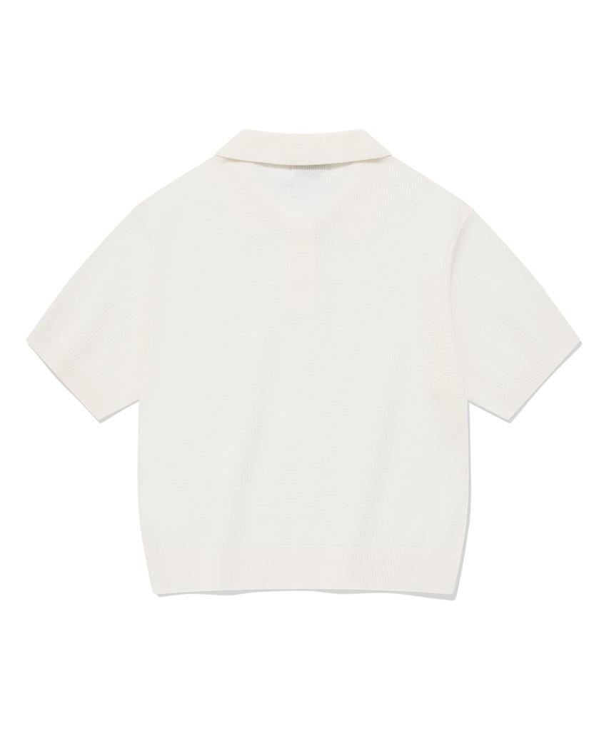 COVERNAT WOMAN Collared Half Knit Ivory