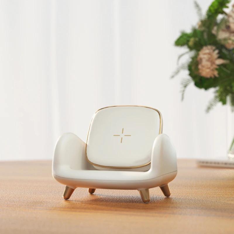 1pc Wireless Charger Compatible For Ios Android Phone 15w Fast Charge Sofa Chair Phone Holder Stand For Home Creative Decoration
