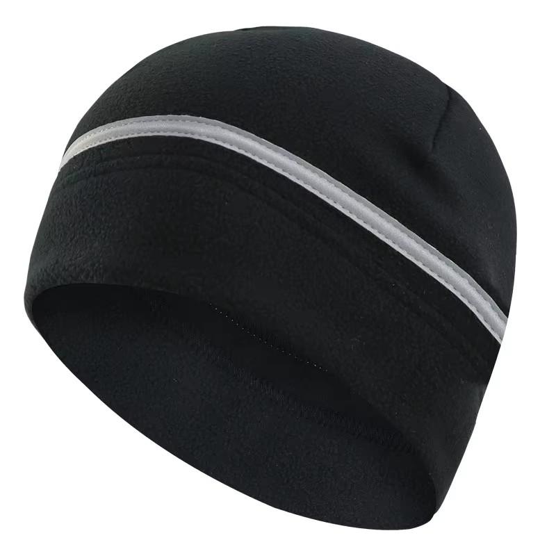 

Fleece Hat with Reflective Strips Ear Protected Warm Hat for Cycling Ski Night Running чёрный