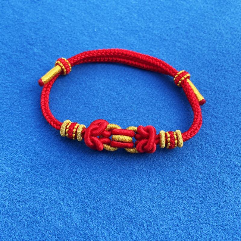 Adjustable Red Hand-Woven Horse Year Bracelet for Men & Women