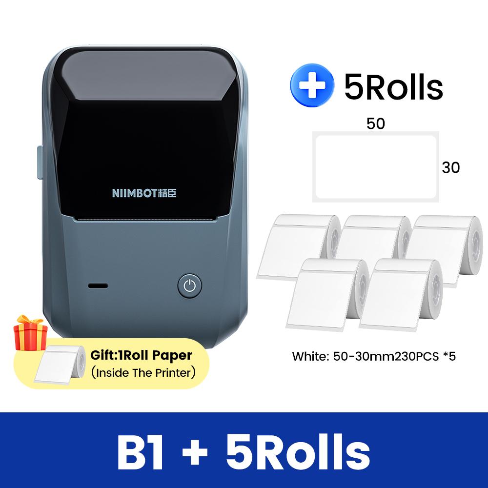 Niimbot B1 Wireless Label Maker White Color Transparent Clear Round Adhesive Sticker Business Bluetooth Labeling Printer Paper