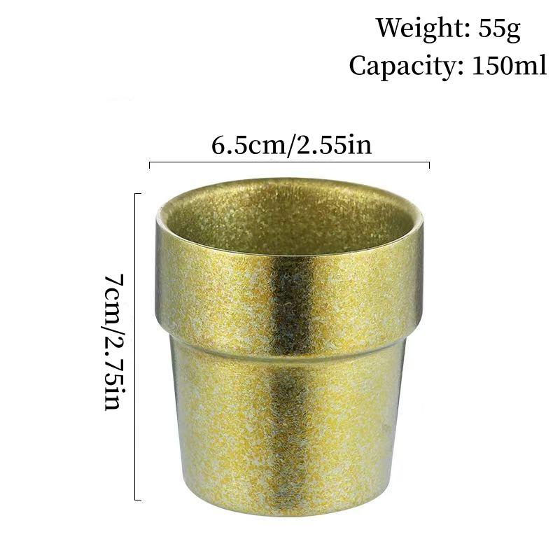 Pure Titanium Double-Wall Coffee Mug,Outdoor Camping Water Cups Home Drinking Office Tea Mug 150 ml Beer Luxury-Feel Juice Cup