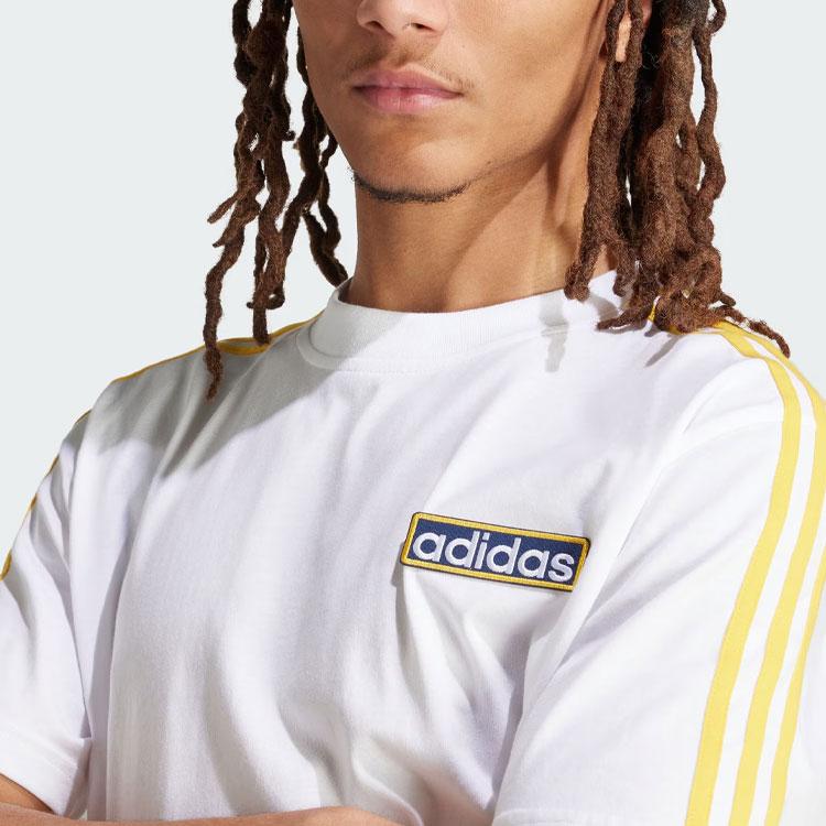 Adidas Originals Adicolor Adibreak Pruhované Patchworkové Volné Sportovní Tričko Pánské Topy Žlutá Bílá IU2360
