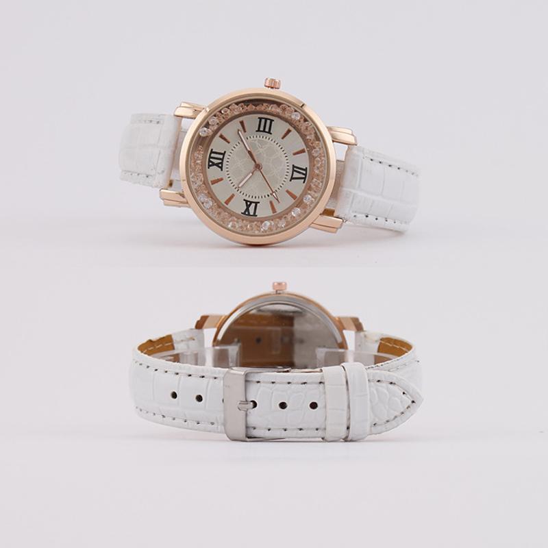 Women rystal Beads Watches Quartz Wristwatches Simple Leather Watch
