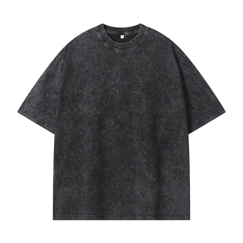 Foreign Trade Export Surplus Stock, Summer New Style, Washed and Distressed, Heavyweight 230g, Unisex Couple Short-Sleeve T-Shirt, Trendy