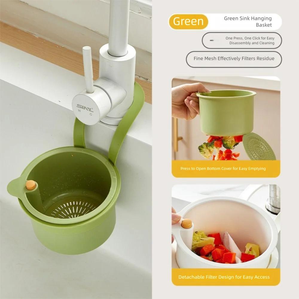 Creative Sink Hanging Strainer Basket Detachable Openable Bottom Cover Fruit Clean Filter Rack Multifunctional Easy To Clean