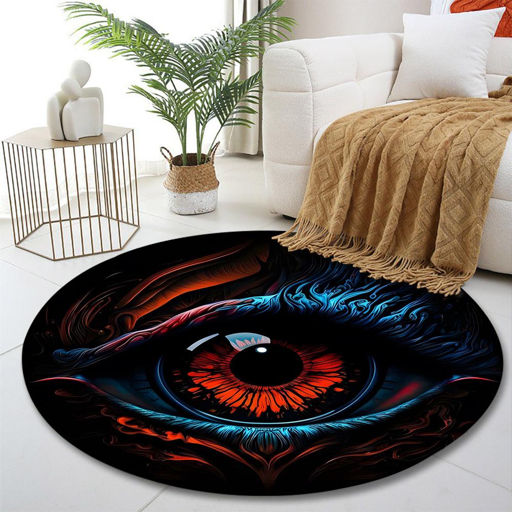Fiery Eye with Abstract Details Print round rug, living room, bedroom, playroom carpet, non slip floor mat, gift
