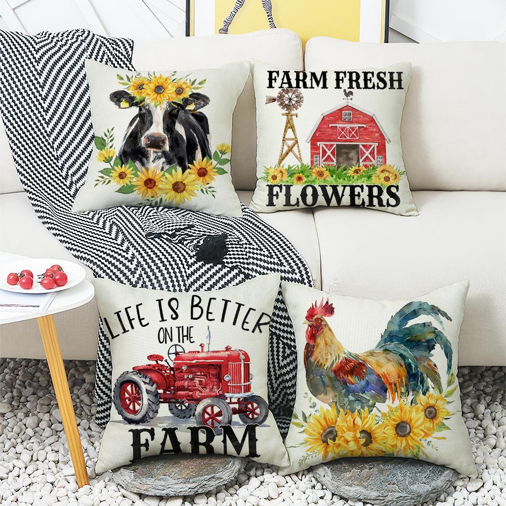 New Plant, Flower, Animal, Backrest Pillow, Square Living Room, Bedroom, Linen Pillow, Backrest Pillow Case