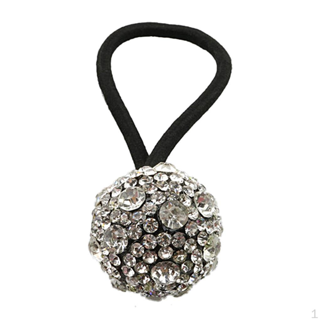 

Women Diamante Elastic Hair Rope Ring Ponytail Holder