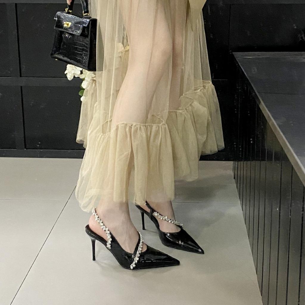 Women'S Shoes Spring Pointed Toe Thin Heel High Heel Elegant French Style Fashion Sexybeautiful Closed Toeback Strap