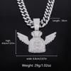 Alloy Necklace Men's Trend Cross-Border Flying Money Bag Wings US Dollar Pendant, Hip Hop Fashion Diamond Pendant