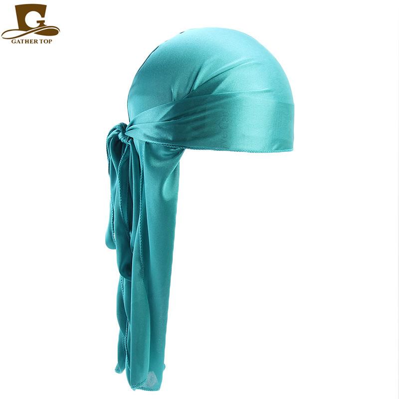 Male and Female Imitation Silk Long Tail Headscarf Hat Pirate Hat Hip Hop Headscarf Hat Silky Durag TJM-C