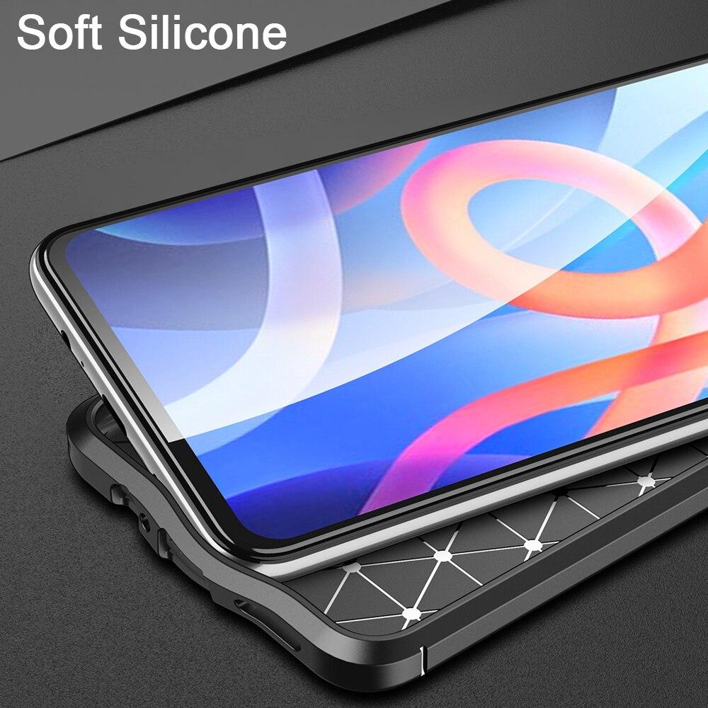 KEYSION Shockproof Case for Xiaomi POCO M4 Pro 5G Leather Texture Silicone Phone Back Cover for Redmi Note 11 5G 11 Pro+ 11T 5G