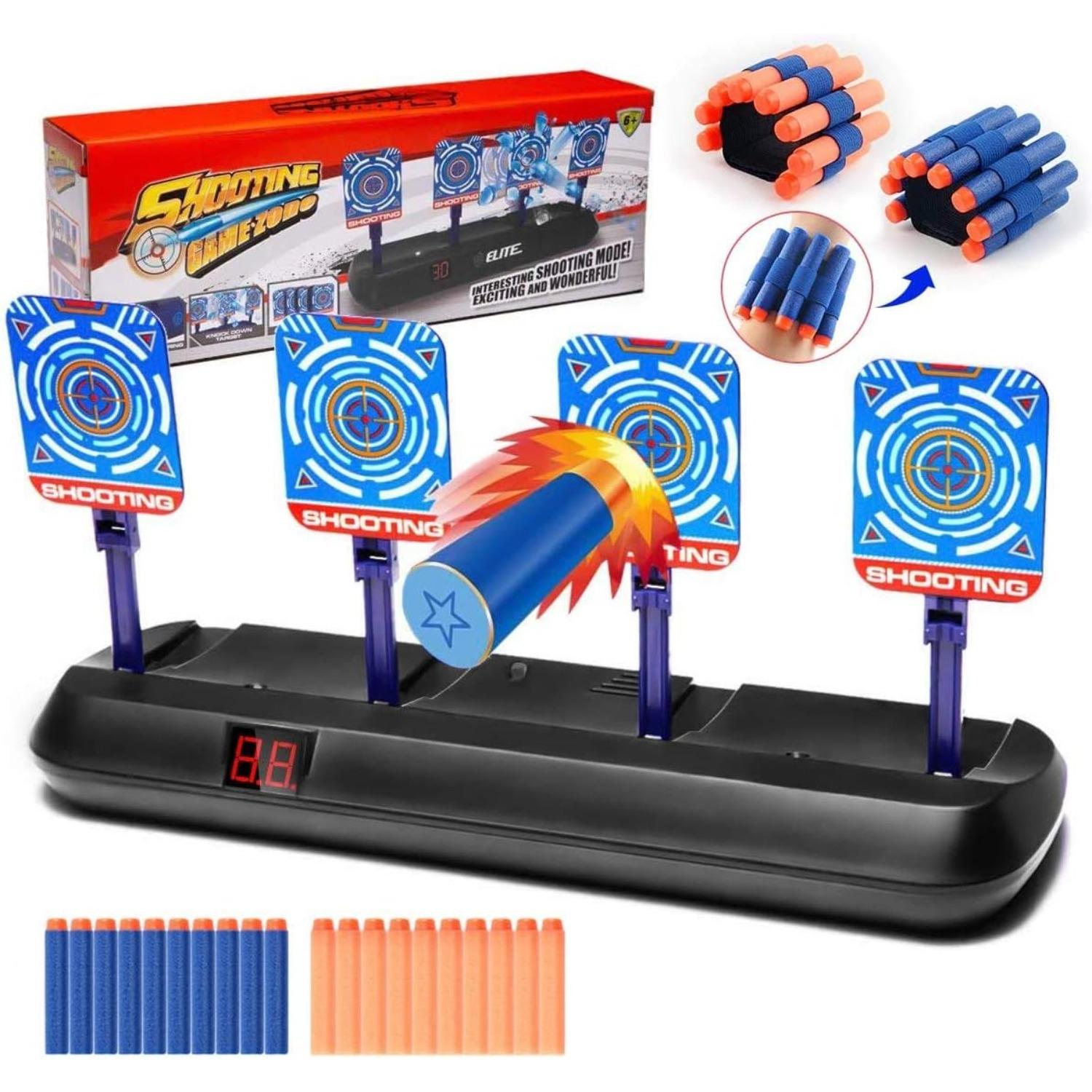 

Електронна цифрова мішень для Nerf Guns Автоматичний скидання Інтелектуальна світлова звукова мішень для серії Nerf N-Strike Elite/Mega/Rival 31.5*11.7*16.7cm синій/чорний