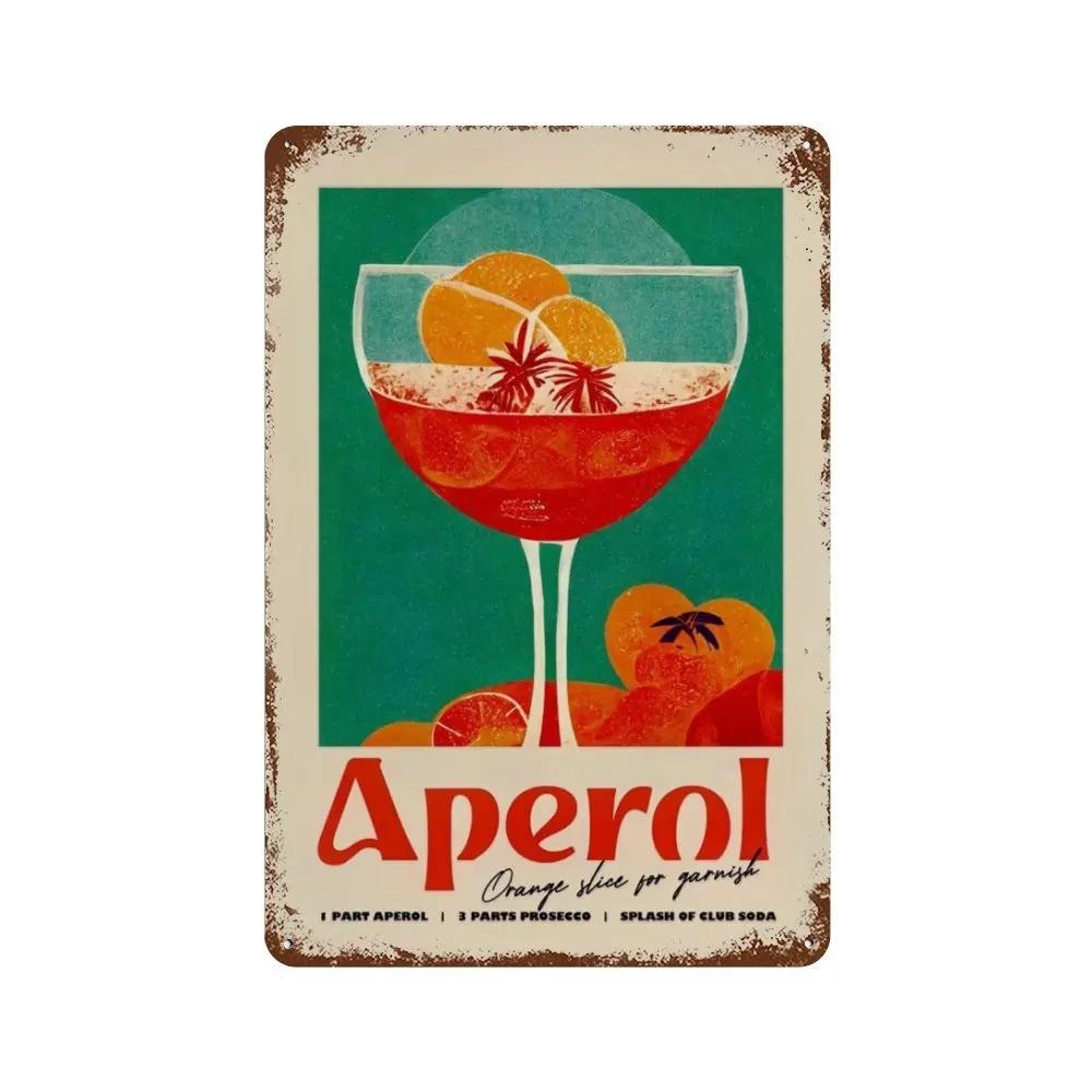 Vintage Fruit Juice Metal Tin Sign Mojito Aperol Spritz Posters and Sangria Drink Negroni Plaque for Club Bar Shop Home Decor