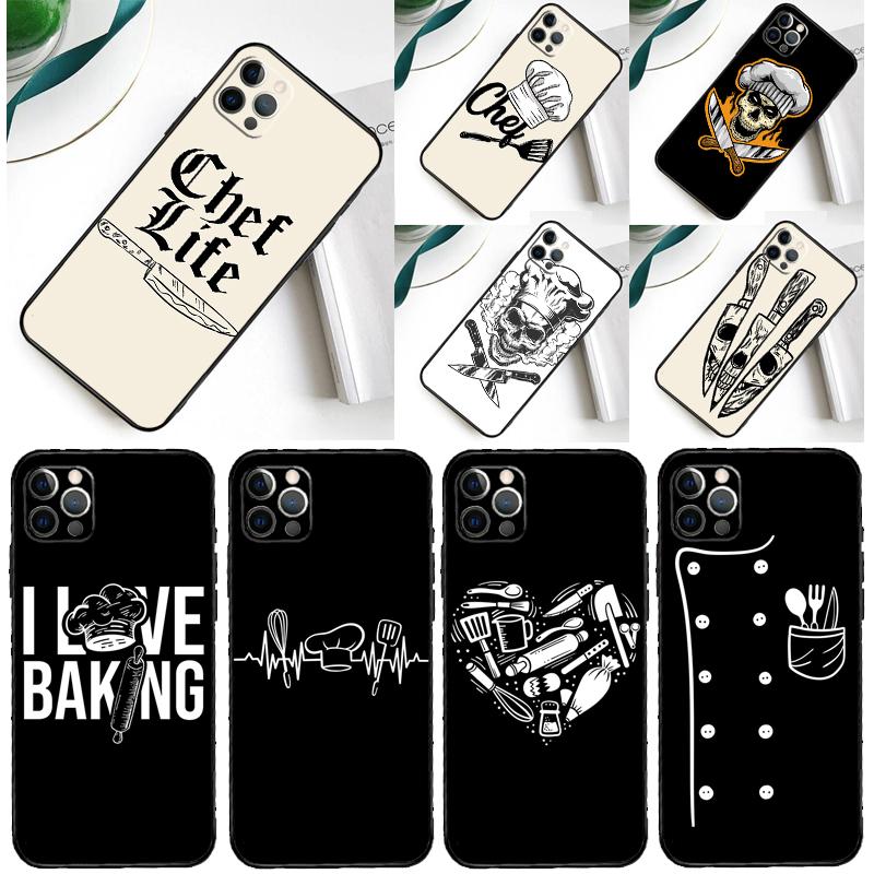 Baker Love Baking Chef Phone Case For iPhone 16 Pro Max 12 13 Mini 11 14 15 Pro Max XR 15 16 Plus 16e Back Cover