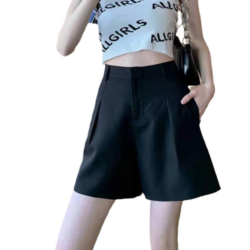 Women's Summer Black A-Line High Waist Casual Sport Shorts, 2023