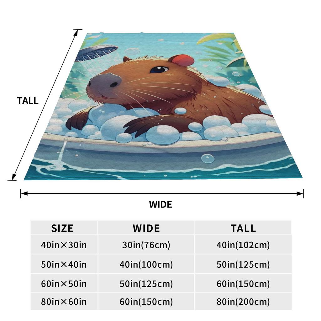 Trembling Capybara Flannel Blanket Winter  Soft Durable Throw Blanket for Kids Couch Bed Funny Bedspread Sofa Bed Cover