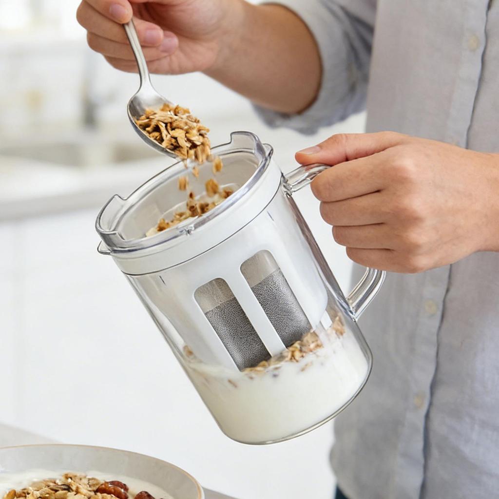 Yogurt Strainer Reusable Food Filter Whey Separator with Fine Mesh and Lid for Cheese Soybean Milk Berry Soup Fruit Juice Coffee