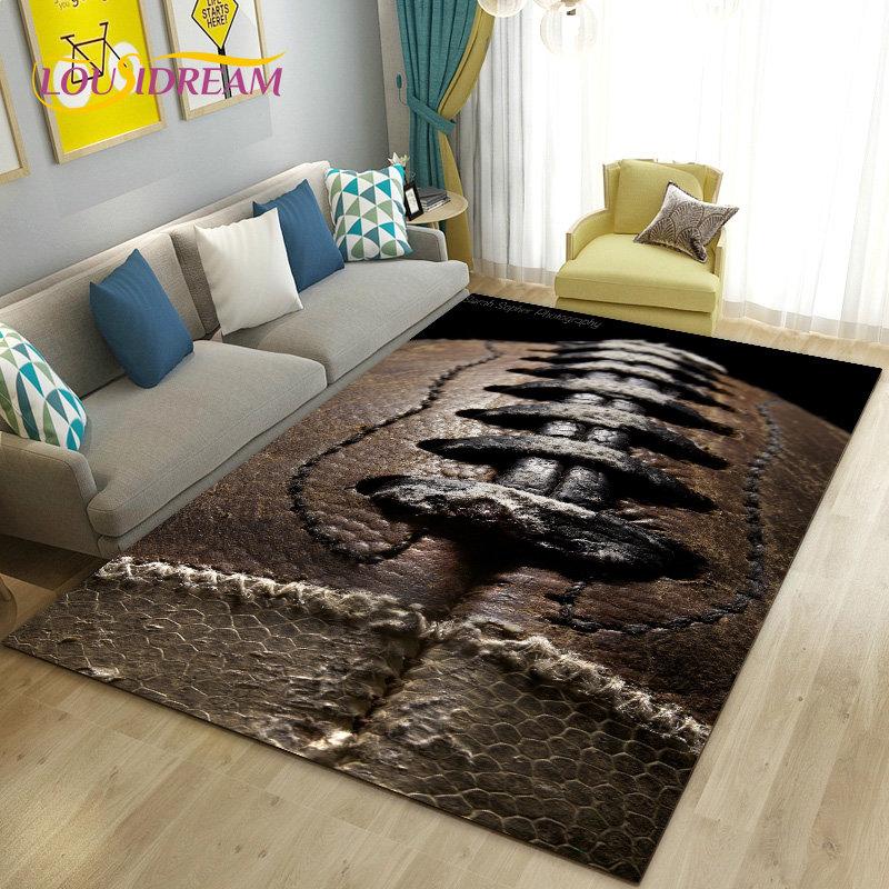 American Football Rugby Area Rug Large,Carpet Rug for Living Room Bedroom Sofa Doormat Decoration, Kids Non-slip Floor Mat 3D
