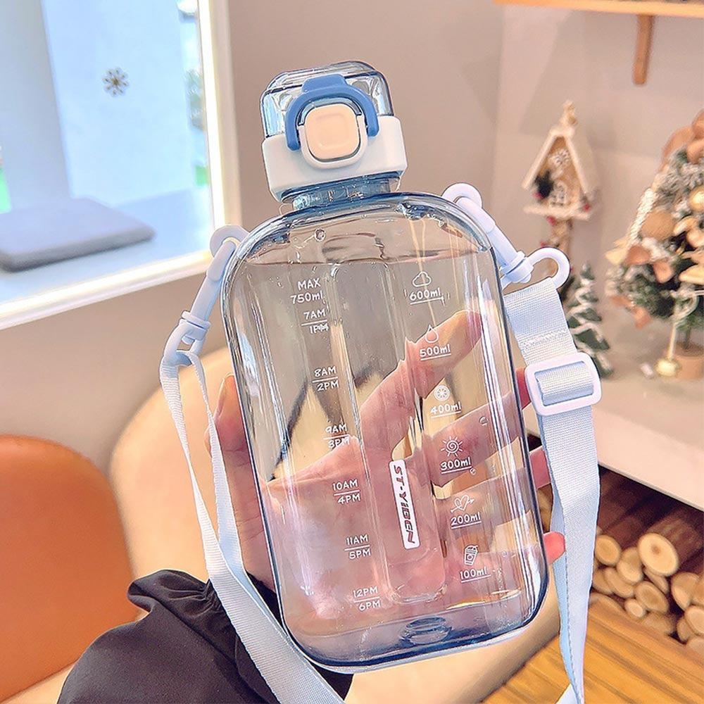 Transparent Sport Drinking Bottle with Adjustable Strap Drinking Cup Plastic Water Bottle  Outdoor