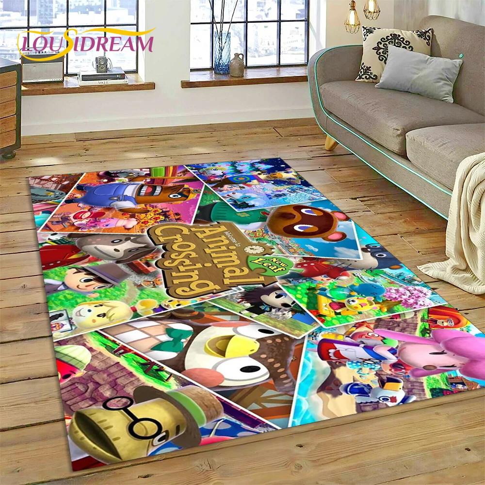 Niedlicher Animal Crossing New Horizons Cartoon Teppich für Schlafzimmer Wohnzimmer Zuhause Sofa Dekoration, Kinderspiel Große Dekor Bodenmatte