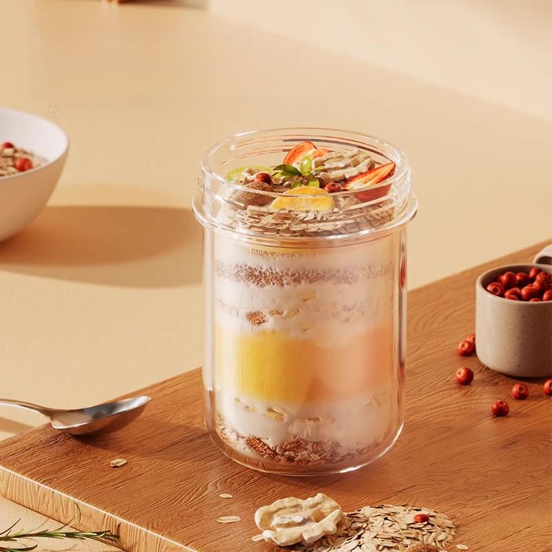 GIANX Frühstücksjoghurt Haferflockenbecher Lebensmittelqualität Material Mit Löffel Verschluss Tragbar Für Einfache Reinigung Salat Milchshake Becher Mit Deckel