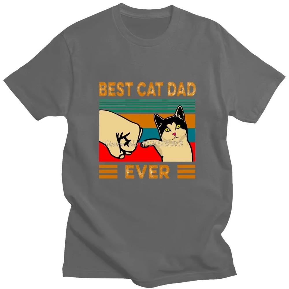 Mens Premium Tshirts Best Cat Dad Ever Paw Fist Bump Fit Vintage Cotton High Quality Black Casual Korean Fashion New Tshirt Tops