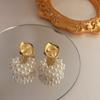 Round ear clips for women without ear holes French retro pearl versatile stud earrings light luxury high-end mosquito coil disc ear clips earrings