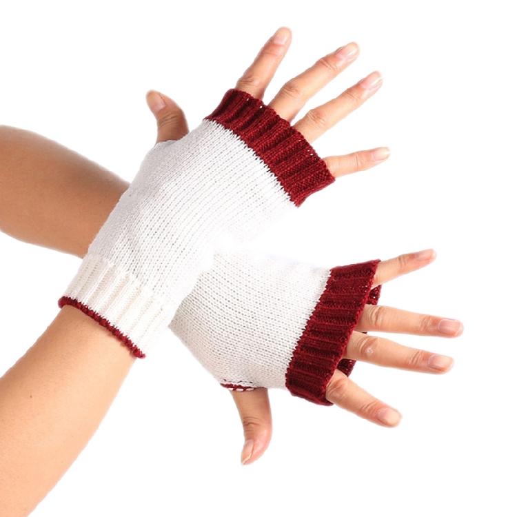 Soft Kid Winter Glove Half-finger Knit Color Matching Mitten for Winter Supplies