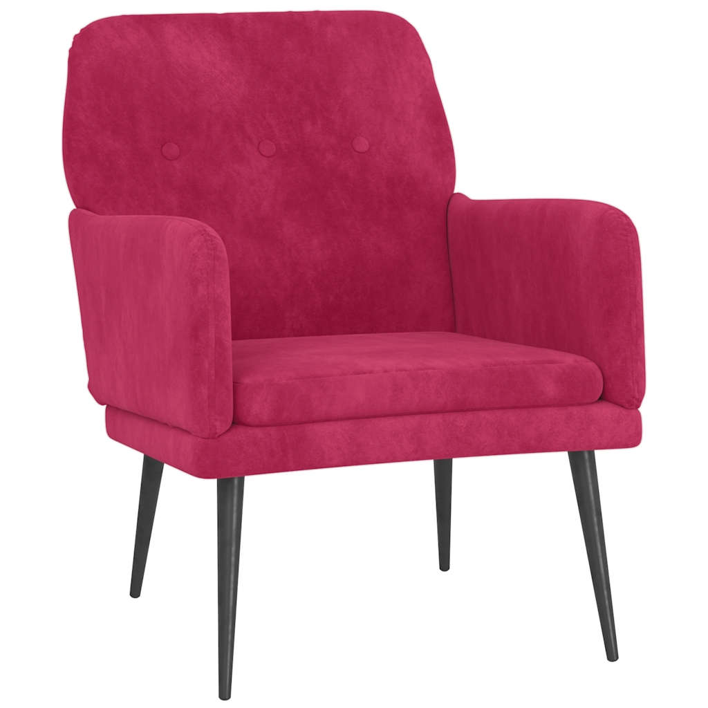 Vidaxl Fotel, Winna Czerwień, 62X79X79 Cm, Obity Aksamitem
