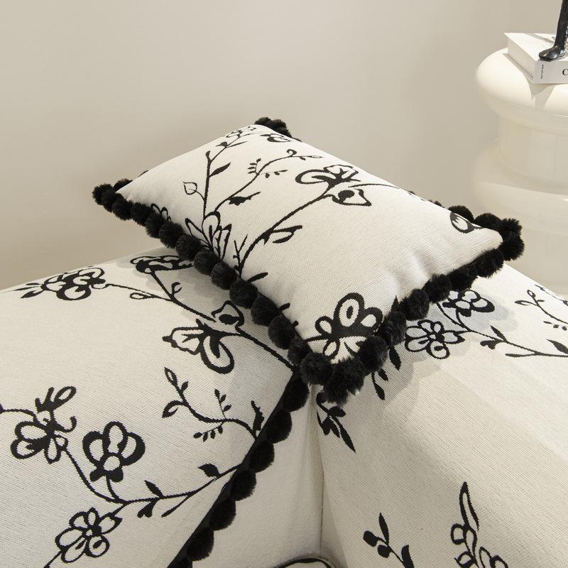 Chenille Sofa Cushion Fur Ball Sofa Cover Four Seasons Universal Ins Wind Flower Vine Sofa Slipcover Cover Cloth