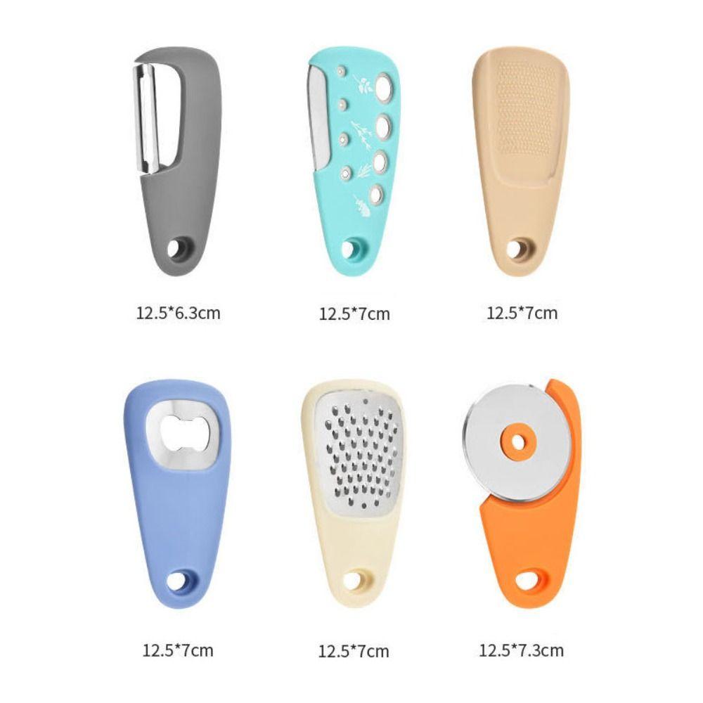 6pcs/Set Stackable Kitchen Gadgets Set Stainless Steel Grinder Tool Portable Pizza Cutter  Vanilla
