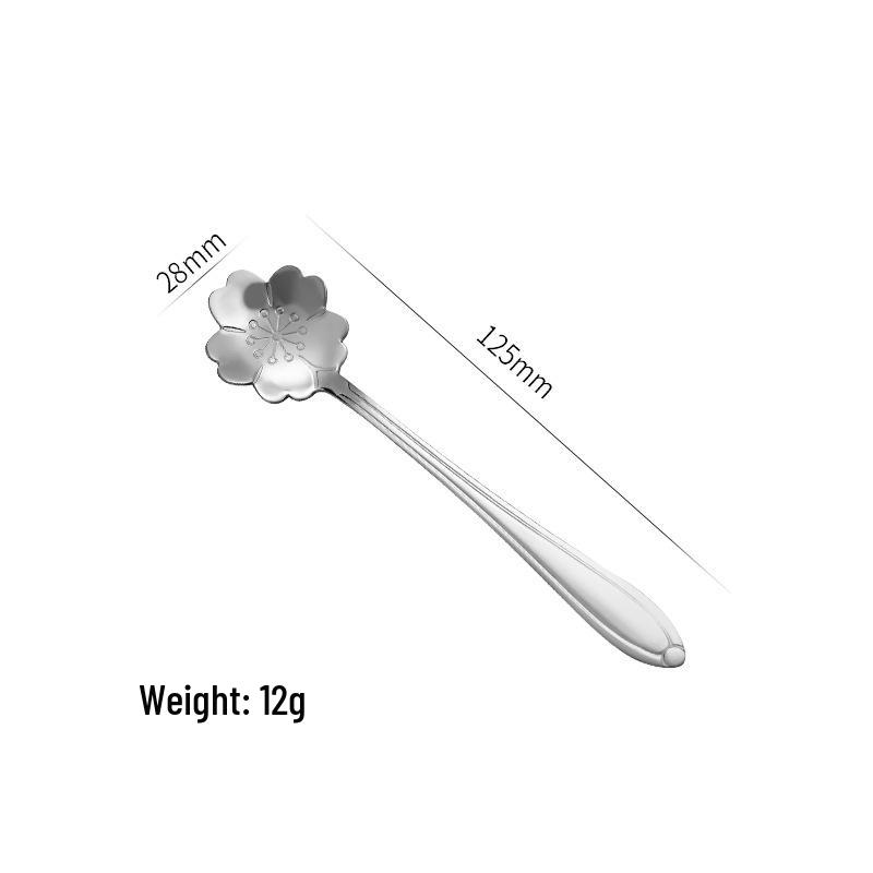 Stainless Steel Cherry Blossom Long-Handle Stirring Spoon