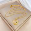 Light Luxury Temperament Gorgeous Full Of Diamonds Cute Bear Necklace Female Versatile Collarbone Chain Titanium Steel Chain