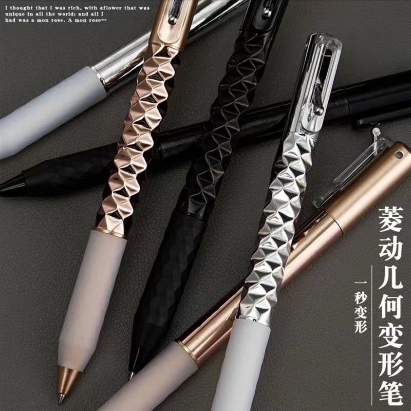 Geometrische Metalen Kreukel Pen Stressverlichtend Speelgoed Pennen Decompressie Pen Indrukbare Vervormbare Gel Pen Creatief Schrijfgerei Cadeau