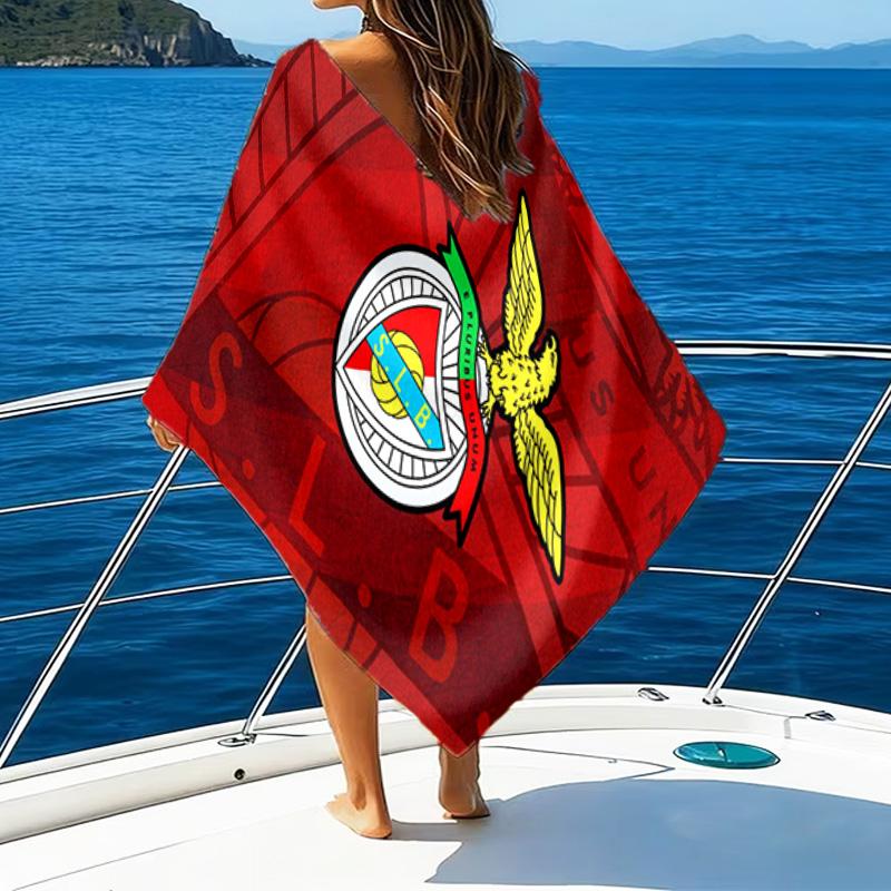 Ben-fica Fußballverein Bedrucktes Strandtuch, Superweiche Mikrofaser, Perfektes Geschenk zum Geburtstag, für Pool, Strand, Reisen, für Familie und Freunde