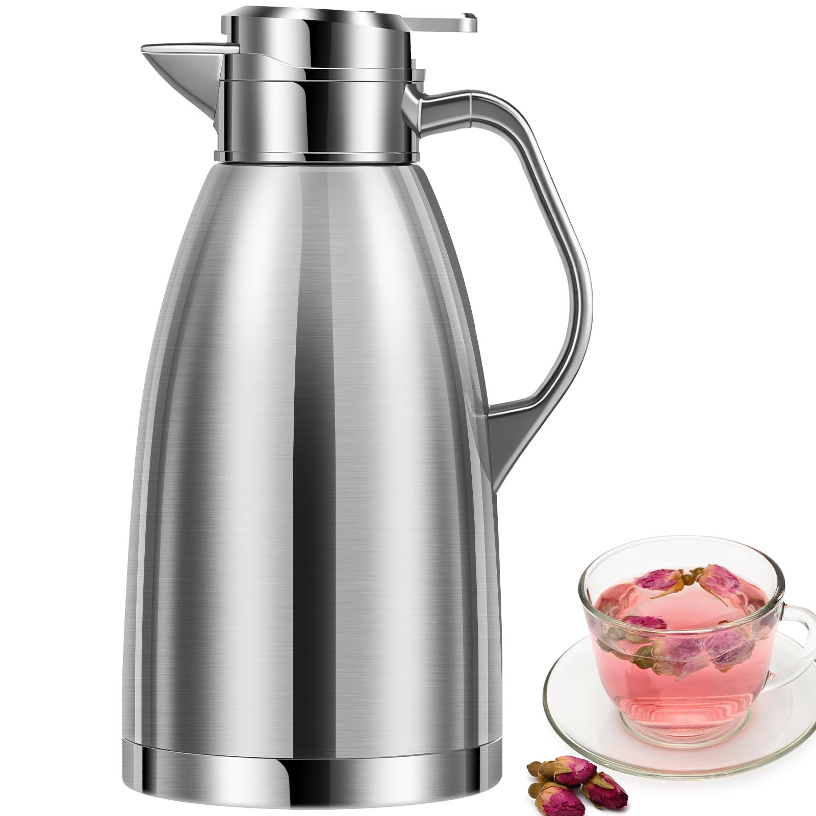 2.3L Thermal Coffee Carafe Stainless Steel Tea Pot Leak-Proof Vacuum Insulated Carafe Kettle for Coffee Tea Hot or Cold Drinks