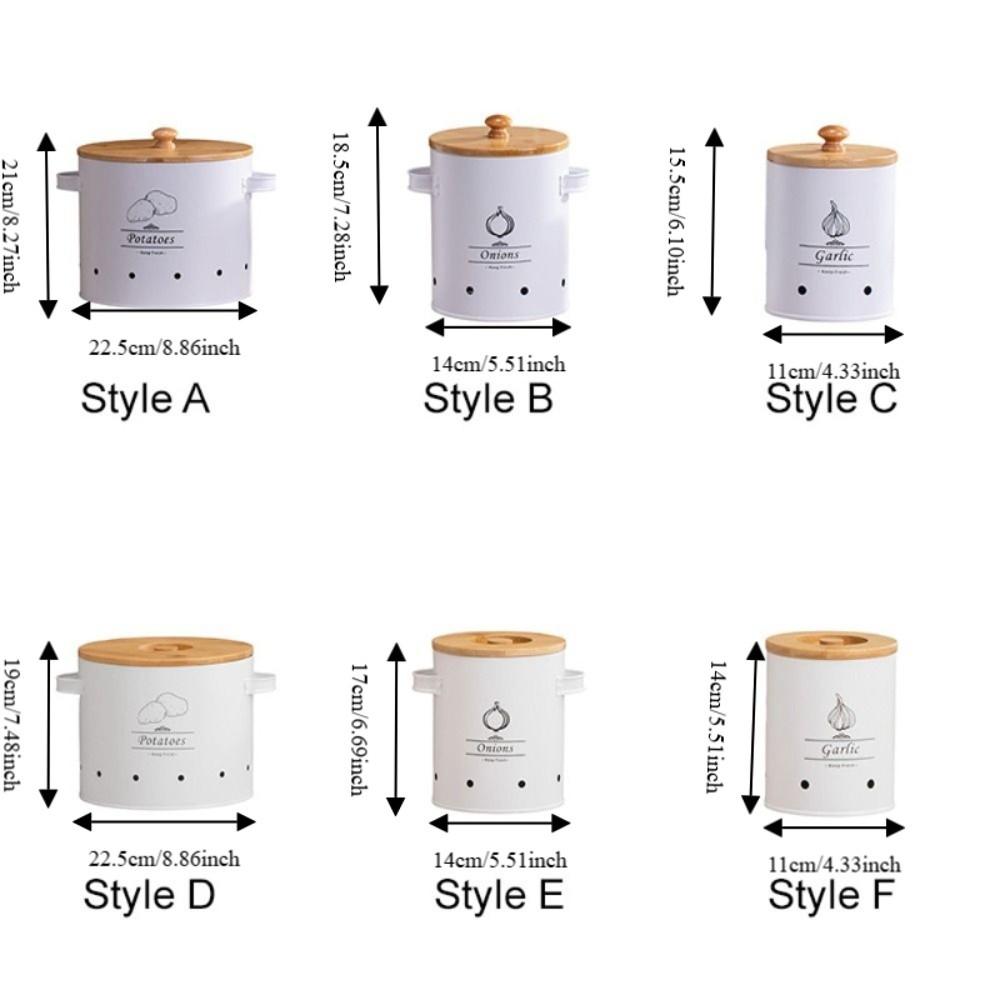 Carbon Steel Garlic Storage Bin with Lid Garlic Keeper Potato Storage Container Pantry