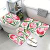 3pcs Super Soft Bathroom Floor Mats Set, Absorbent, with Non-slip Backing, Loose Tulips In Watercolor Print Suitable for Bathroo