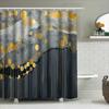 Luxury Gold White Geometric Shower Curtain Set For Bathroom Decor Heavy Duty Waterproof Fabric With Hooks (258X160Cm)