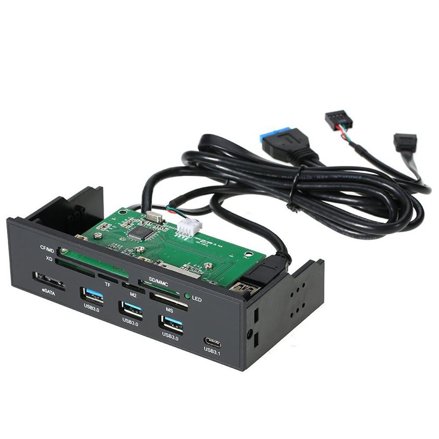 5.25" PC Computer Front Panel with USB 3.0 Hub Card Reader USB 3.1 & eSATA Port